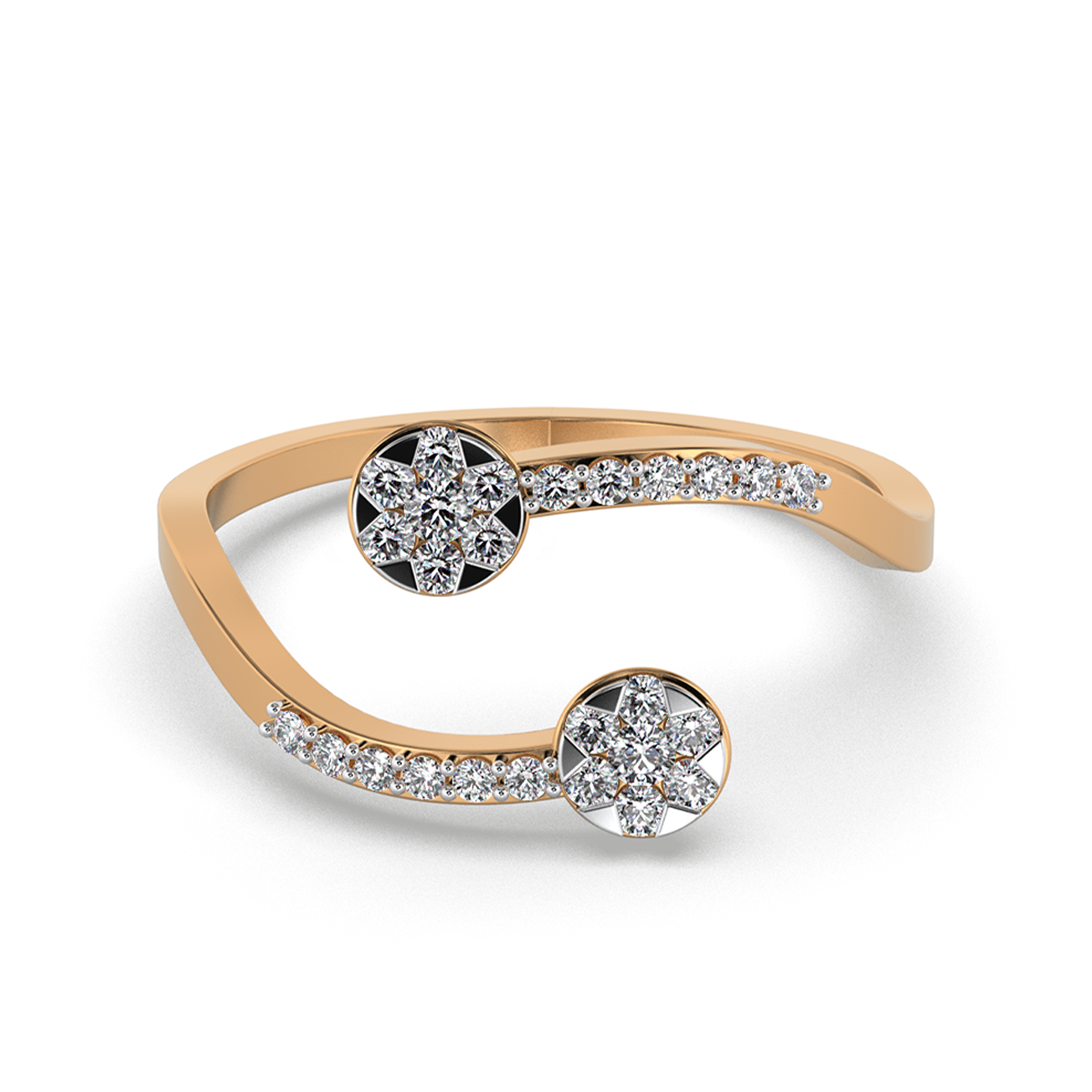 Radiant Cascade 14Kt Diamond Ring