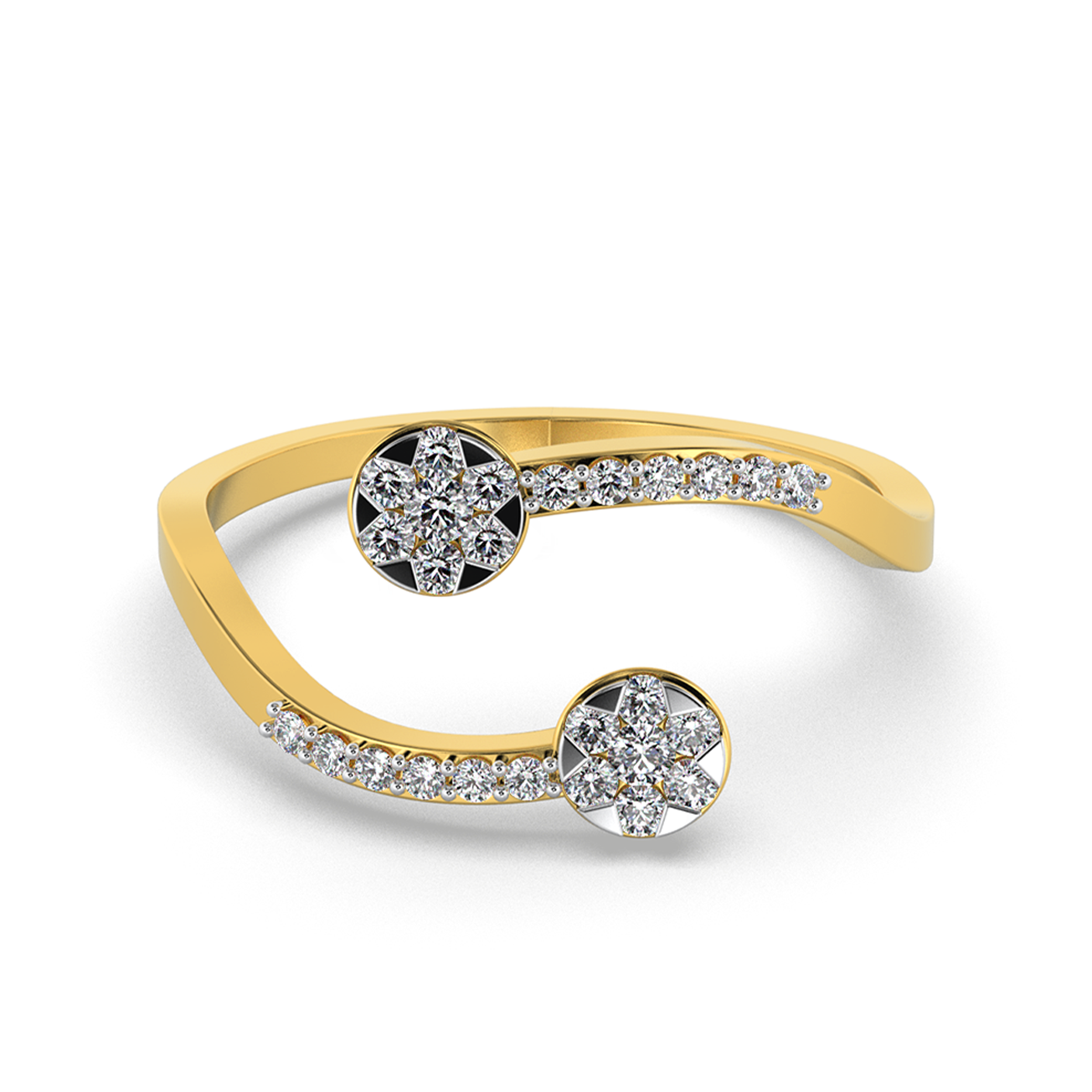 Radiant Cascade 14Kt Diamond Ring