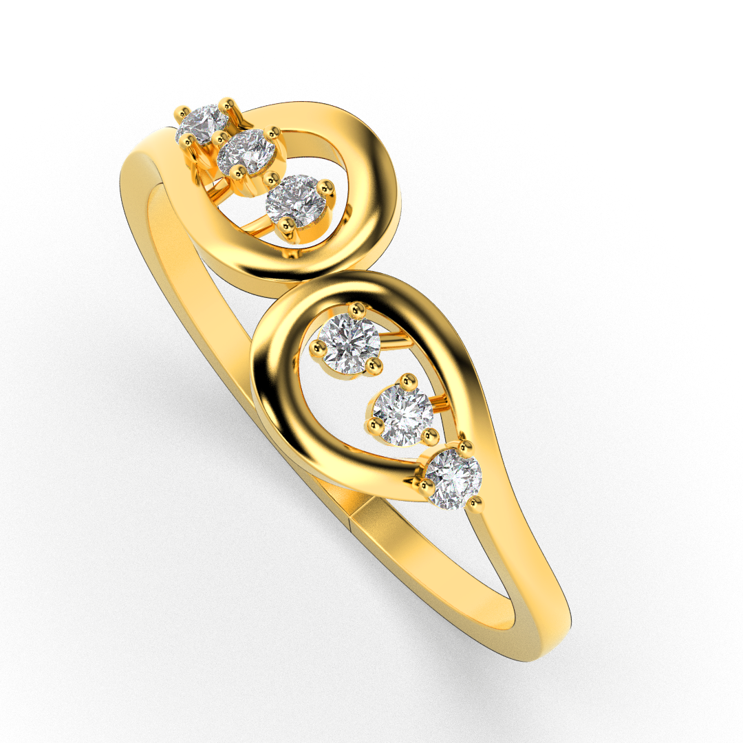 Golden Petal 14Kt Diamond Ring