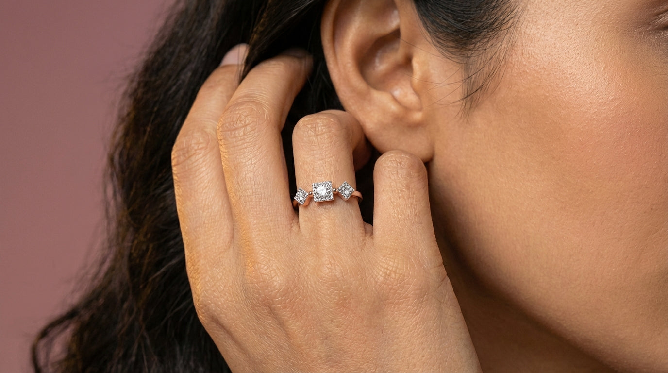 Aether 18Kt Diamond Ring model_rose view