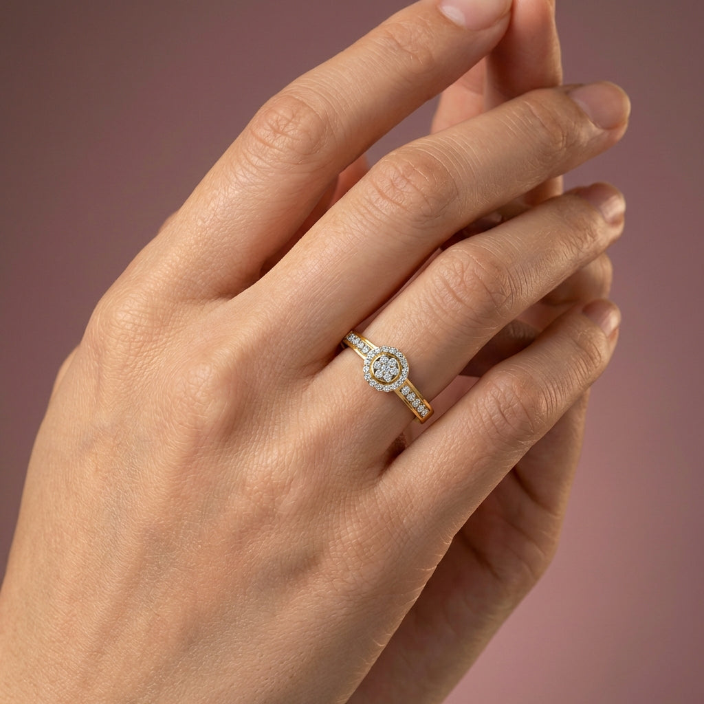 Amber Veil 18Kt Diamond Ring model view