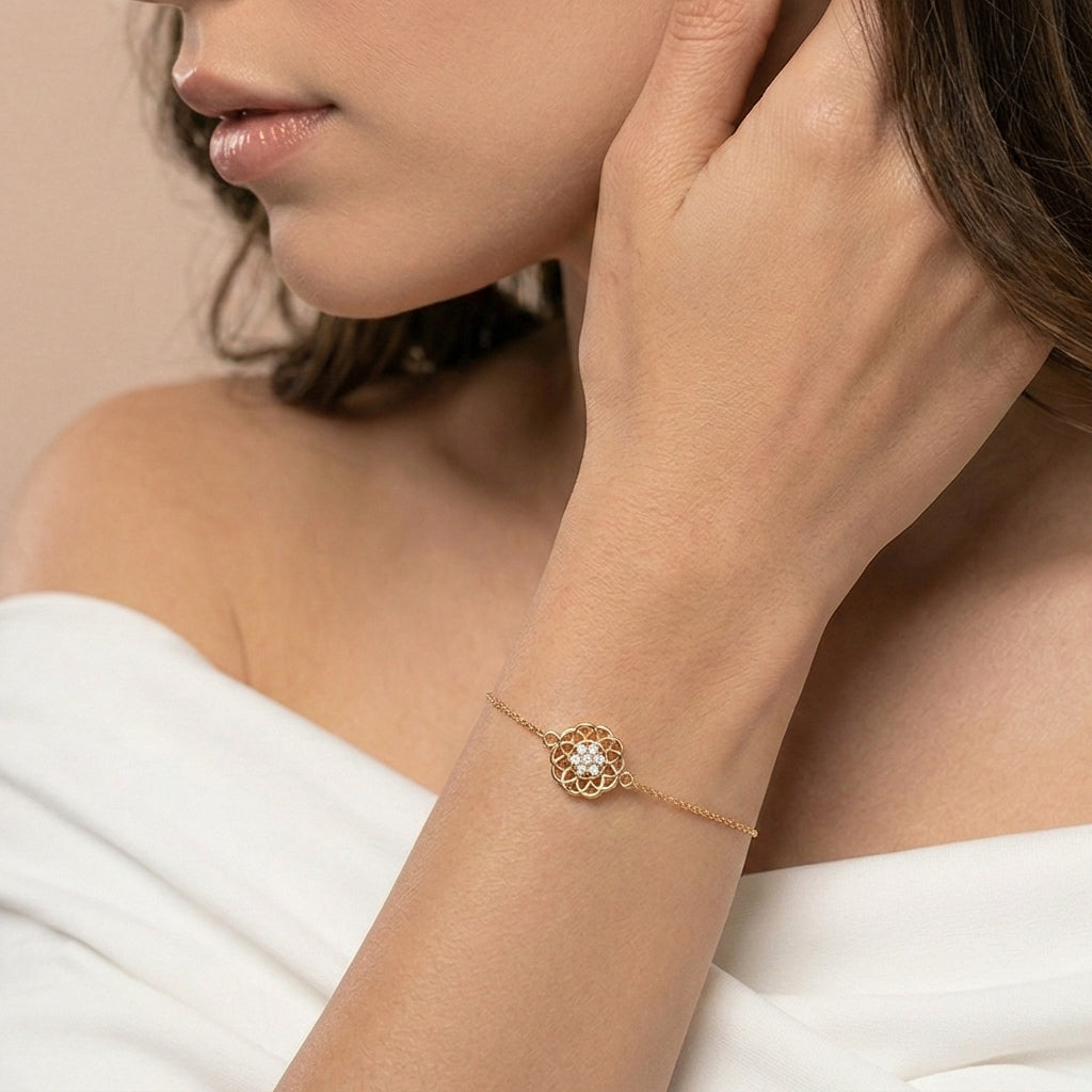 Bedazzling Chain Bracelet 18k model_rose-1 view