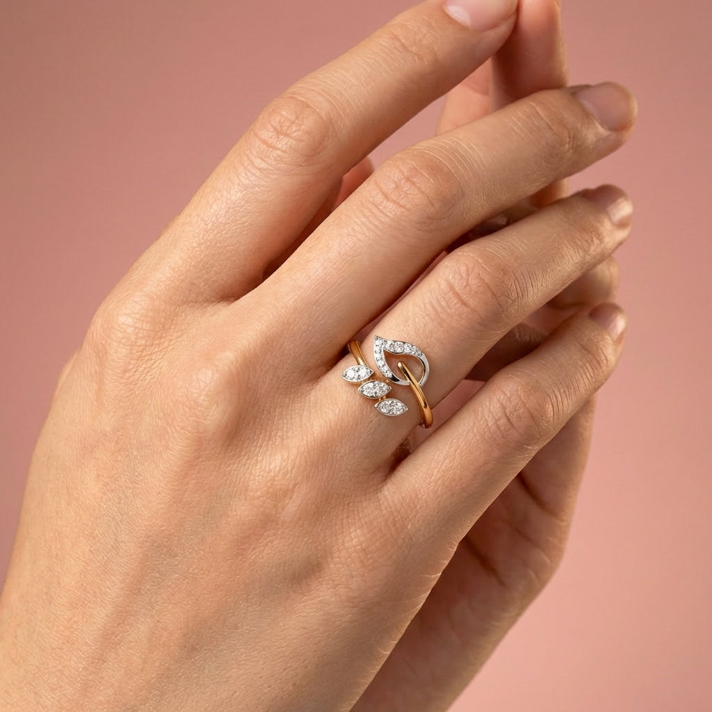 Celestial Cascade Crown 18Kt Diamond Ring model view