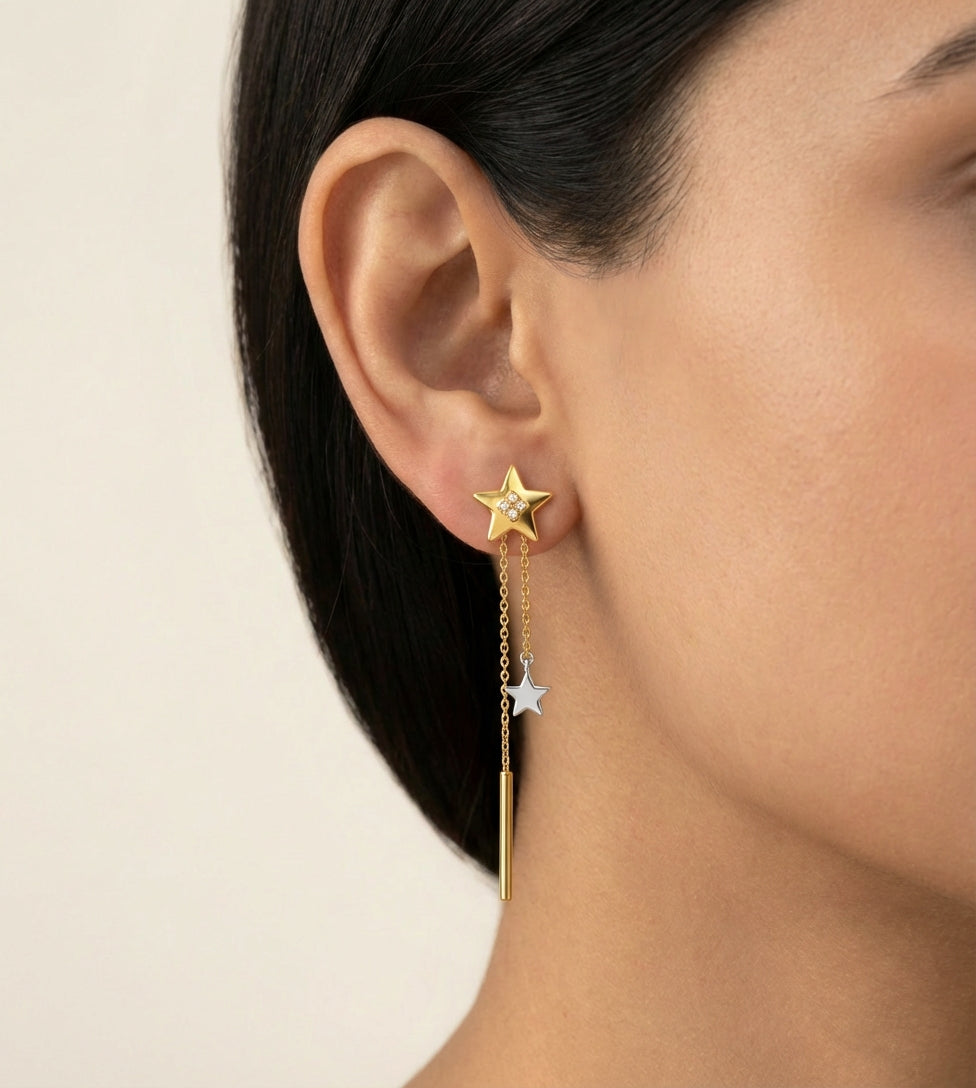 Celestial Cascade Drops 18K model_rose view