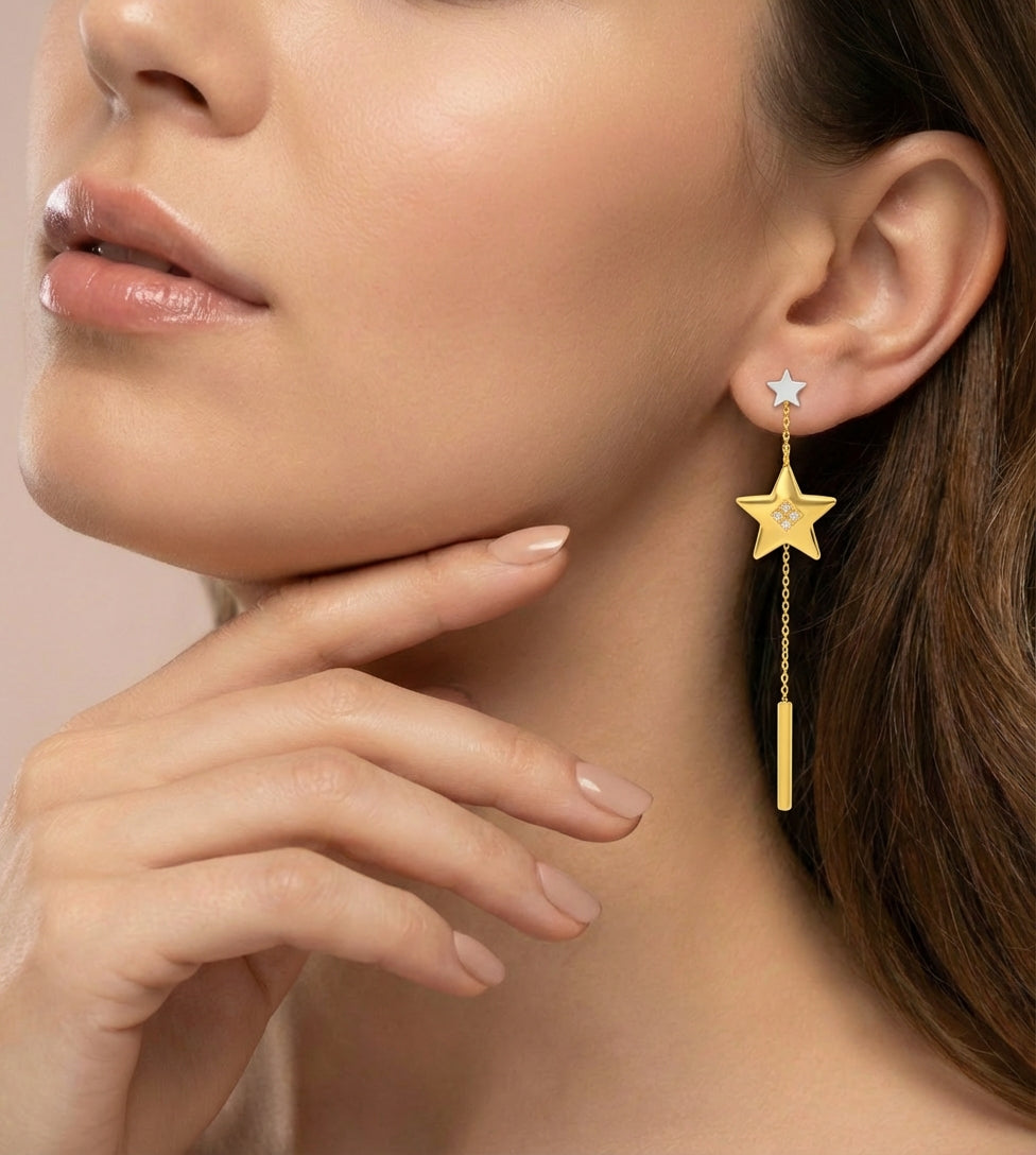 Celestial Cascade Drops 18K model_white view