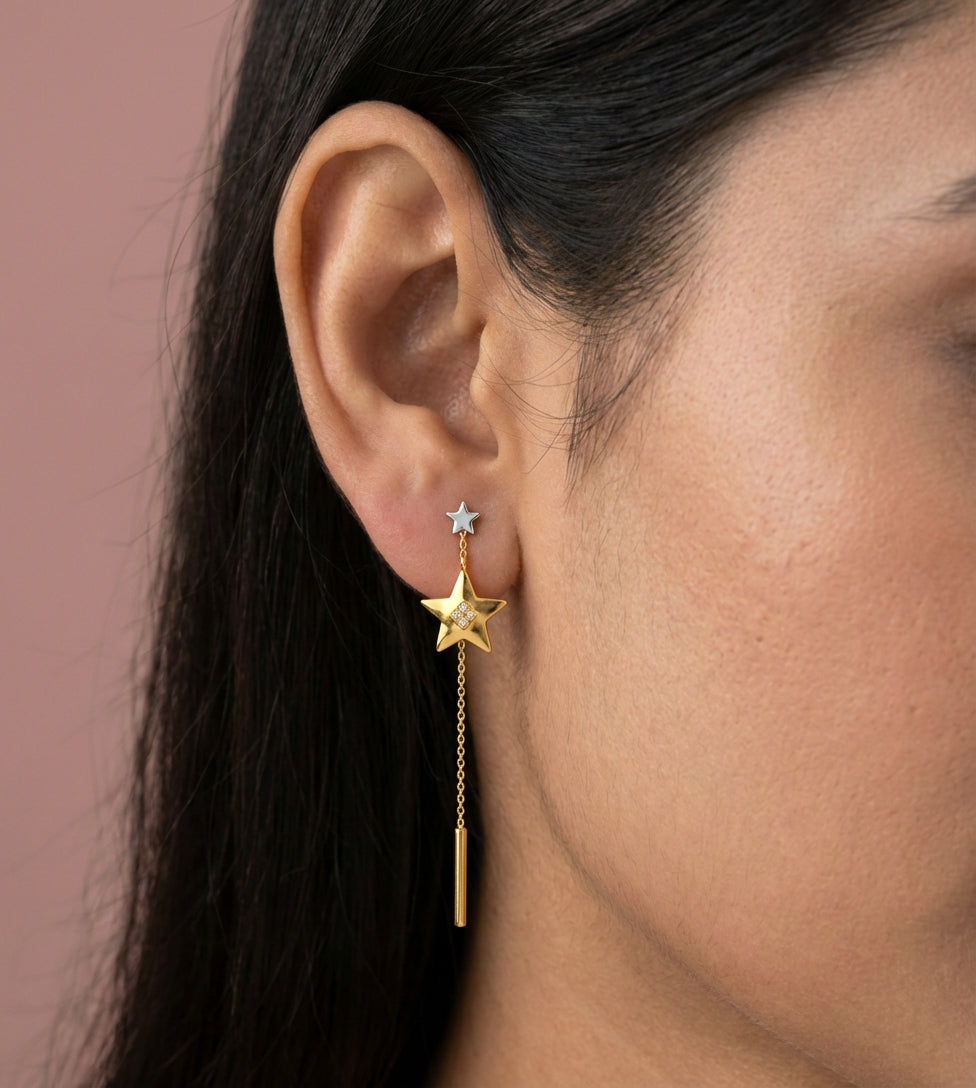 Celestial Cascade Drops 18K model_yellow view