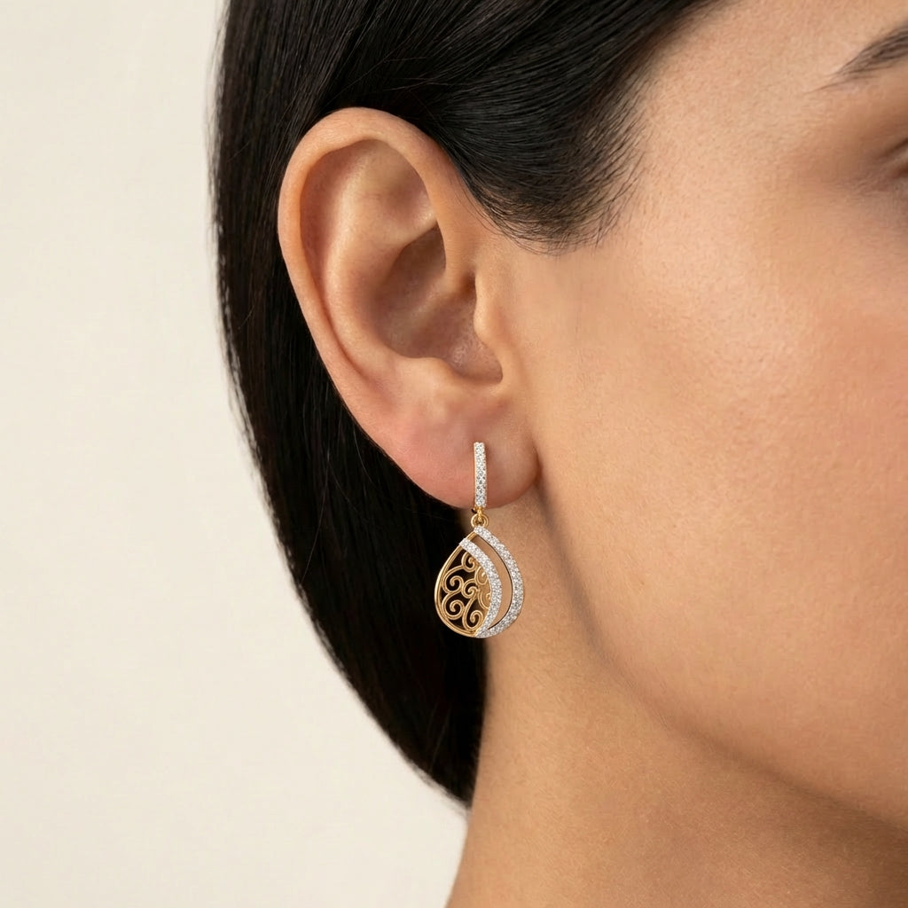 Celestial Cascade Ear Drops model_rose-1 view