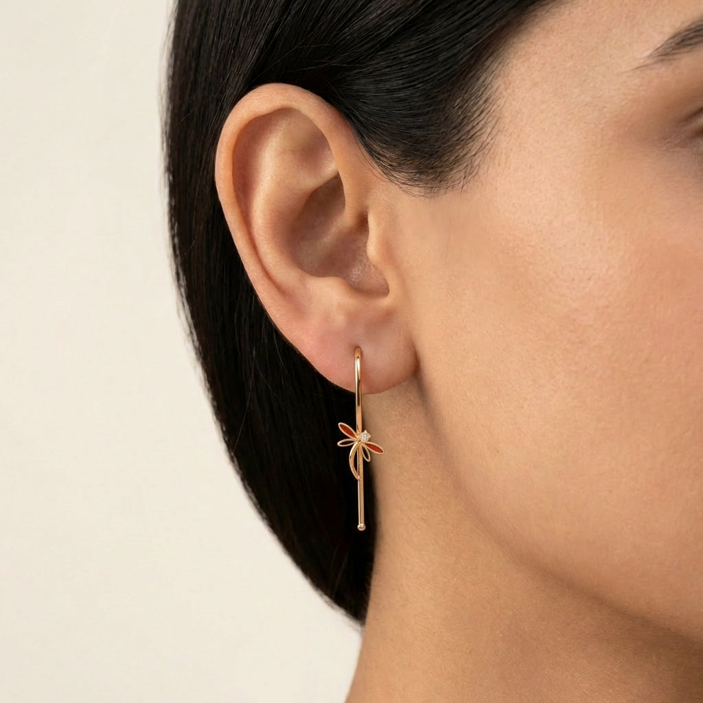 Celestial Glow Diamond Earring 18K model_rose view