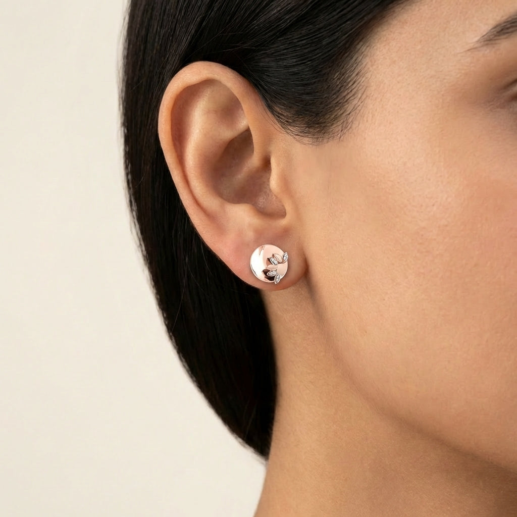 Cosmic Radiance Diamond Studs 18K model_rose view