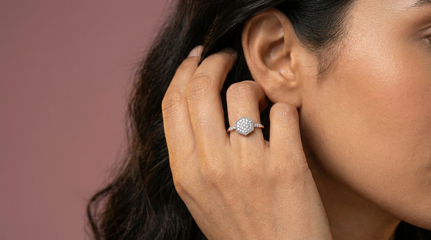 Crown 18Kt Diamond Ring model_rose view