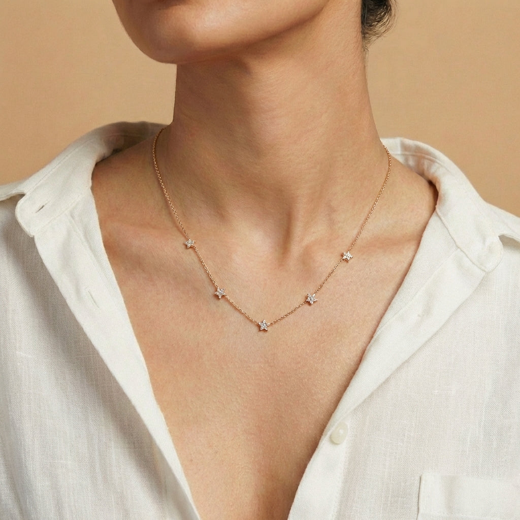 Diamond Reverie Necklace 18k model_rose view