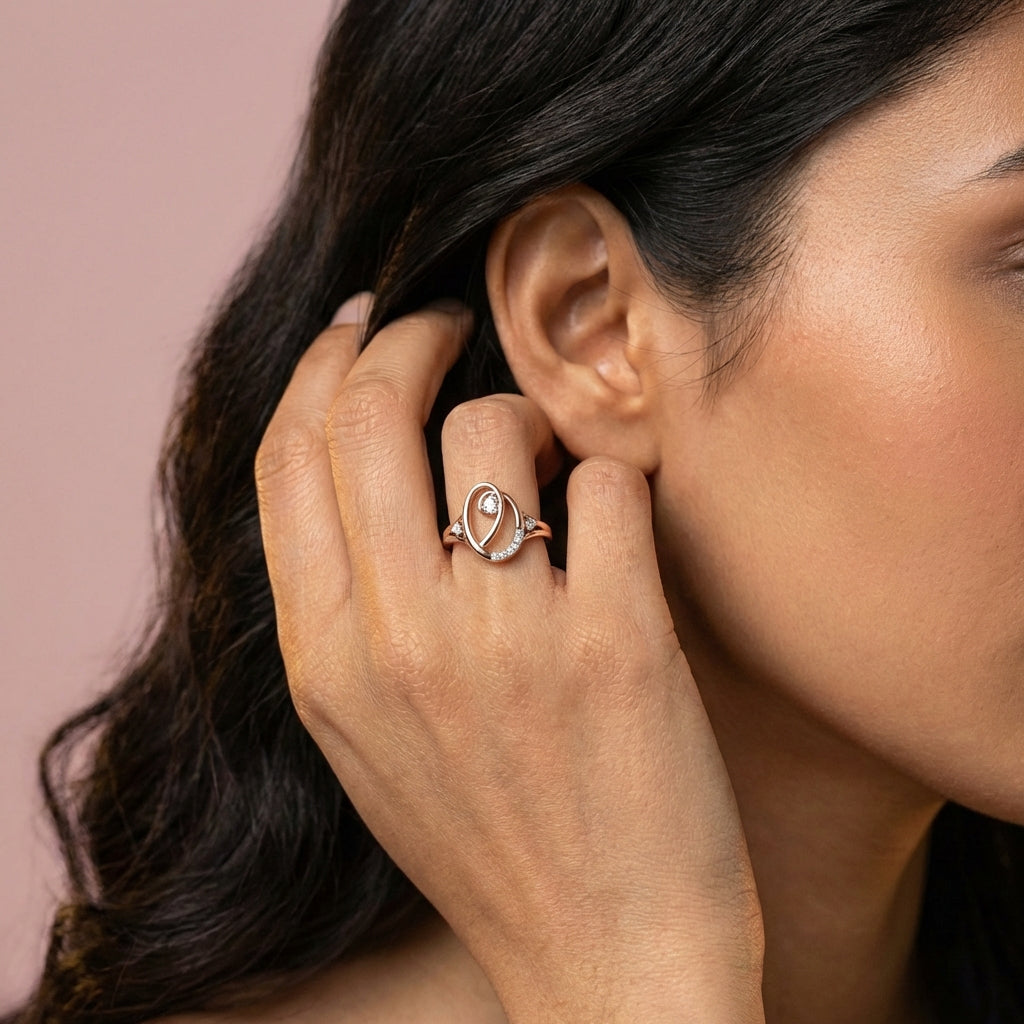 Ember Elegance Extravaganza 18Kt Diamond Ring model_rose view