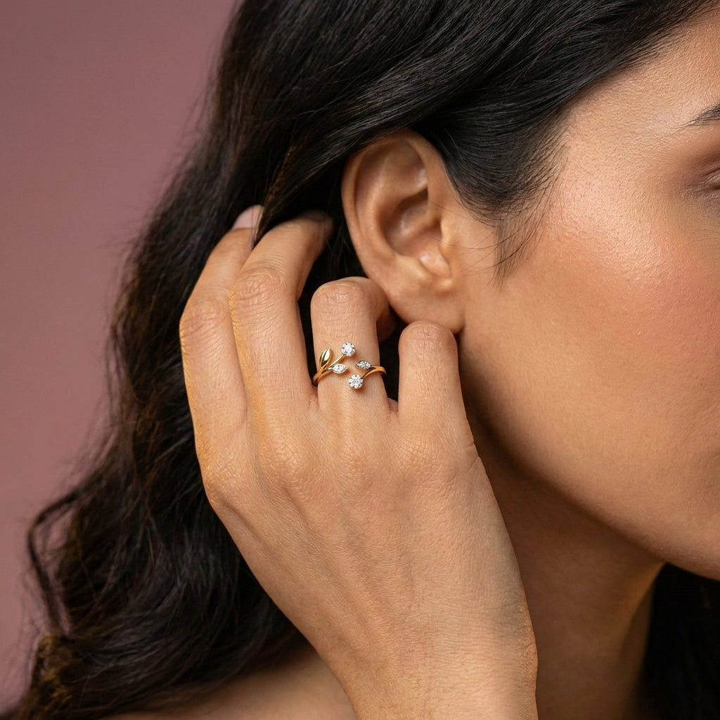 Ember Embrace Eternal Flame 18Kt Diamond Ring model_rose view