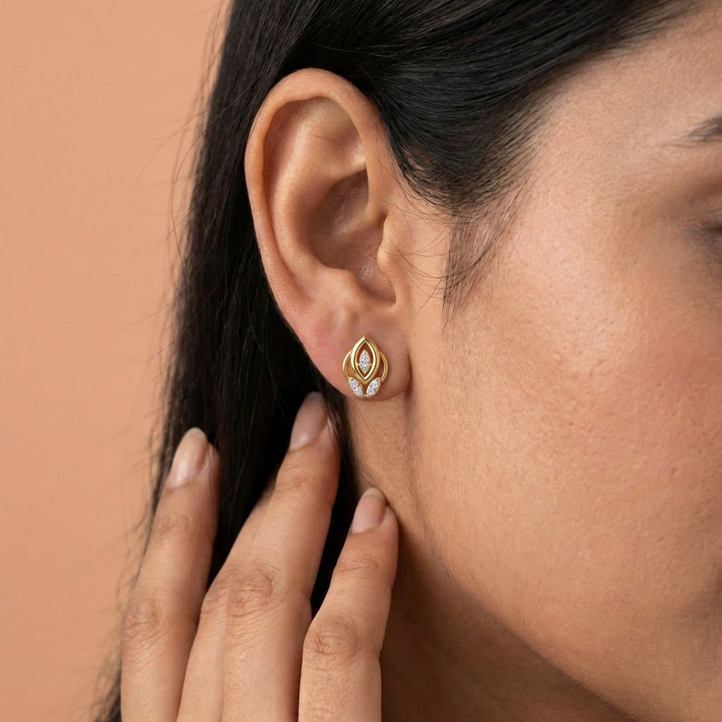 Enchanted Aura Diamond Drops 18K model_yellow view