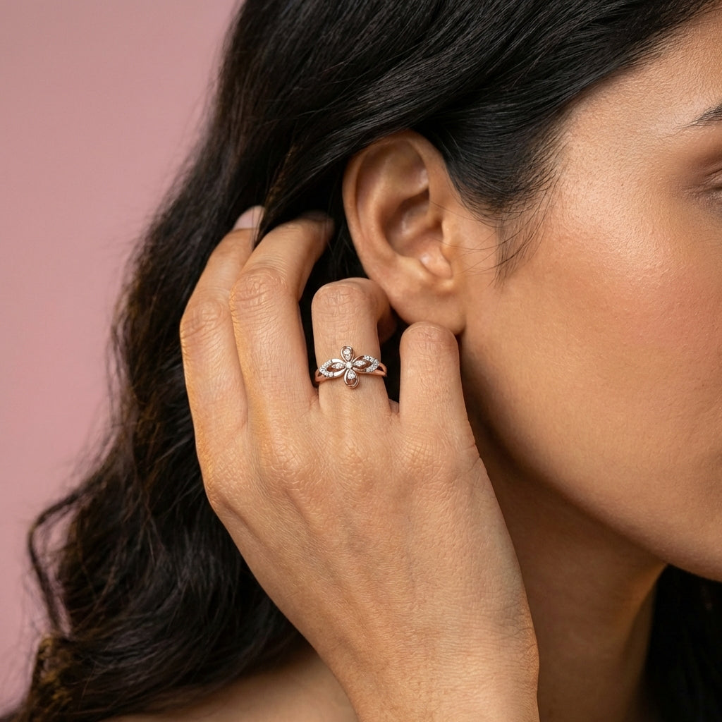 Enchanted Enigma Elegance 18Kt Diamond Ring model_rose view