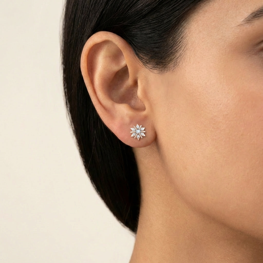 Enigmatic Ember Earrings 18K model_rose view