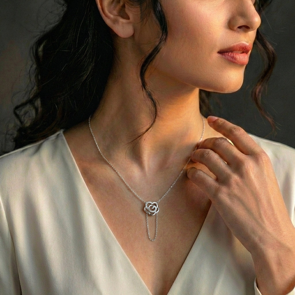 Ethereal Ember Necklace 18k model_white view