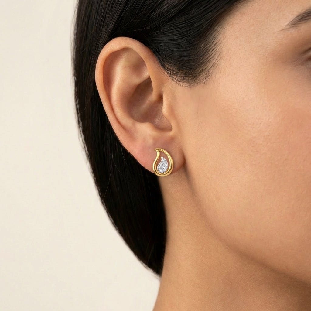 Funky Fusion Earrings 18K model_rose view