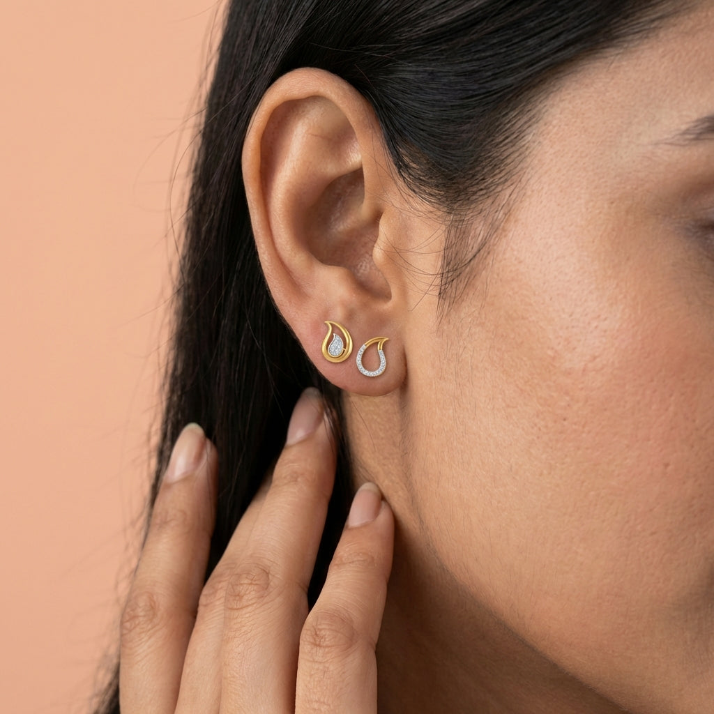 Funky Fusion Earrings 18K model_yellow view