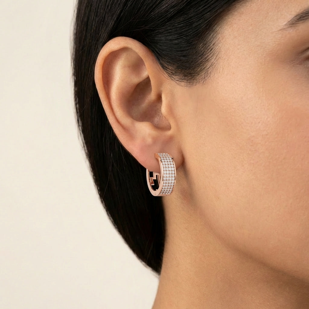 Gilded Gleam Hoops model_rose-1 view