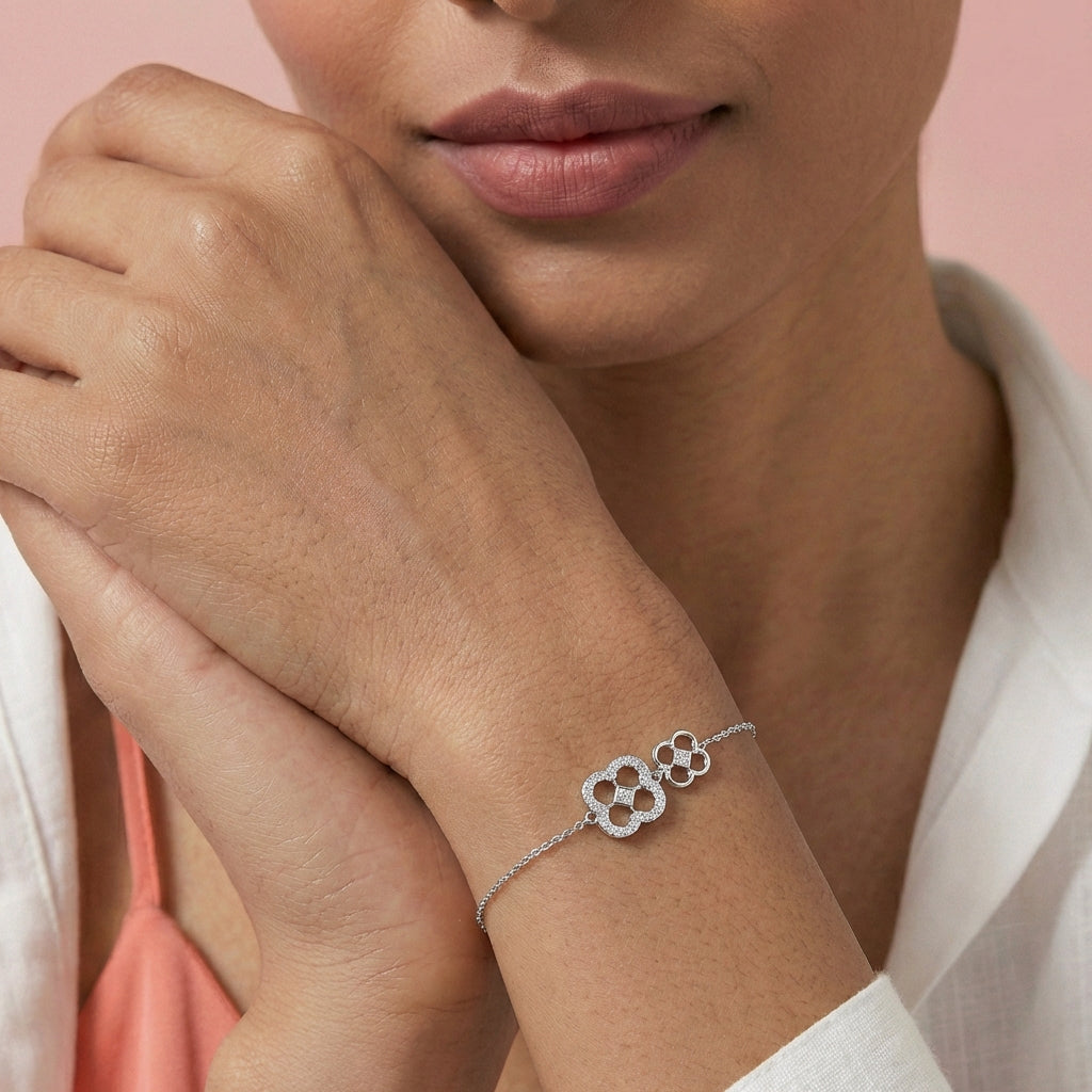 Glimmering Grace Diamond Chain Bracelet 18K model_white-1 view