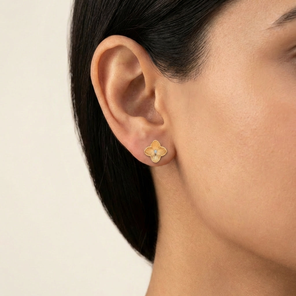 Glorious Shine Diamond Earring 18K model_rose view