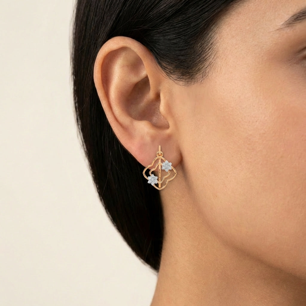 Golden Aura Diamond Earring 18K model_rose view