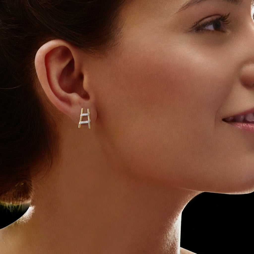 Golden Glamour Earrings 18K model_yellow view