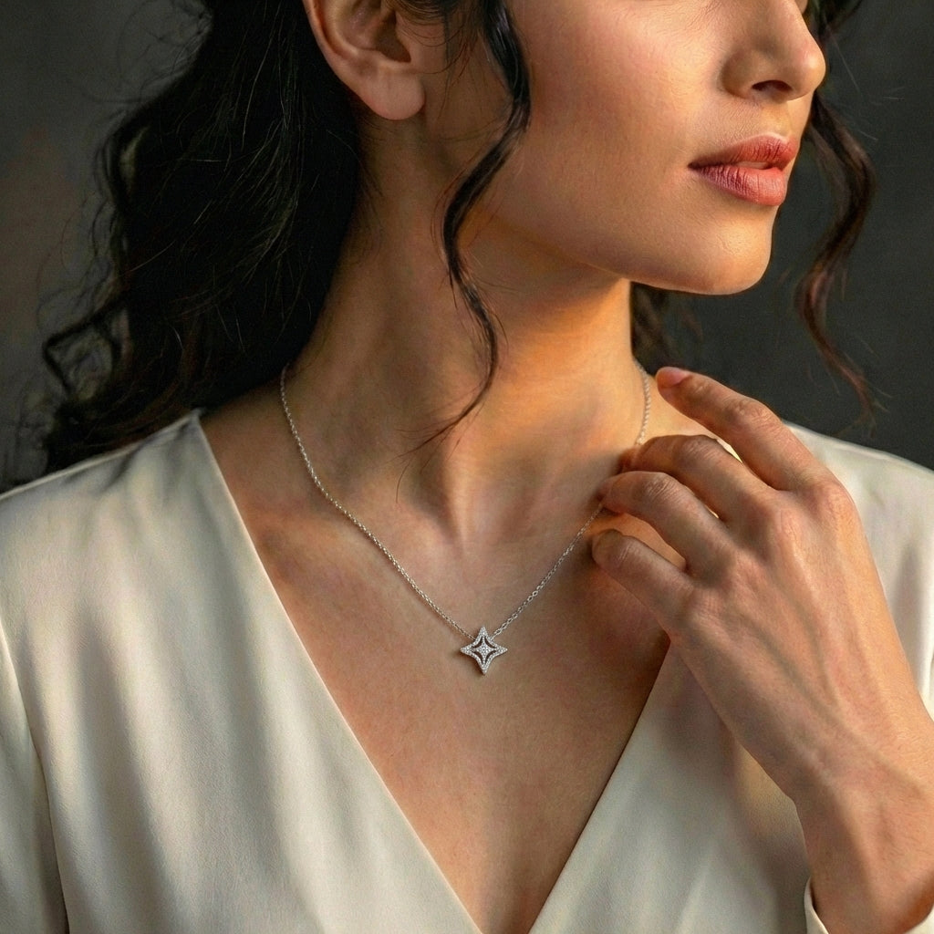 Golden Odyssey Necklace 18k model_white view