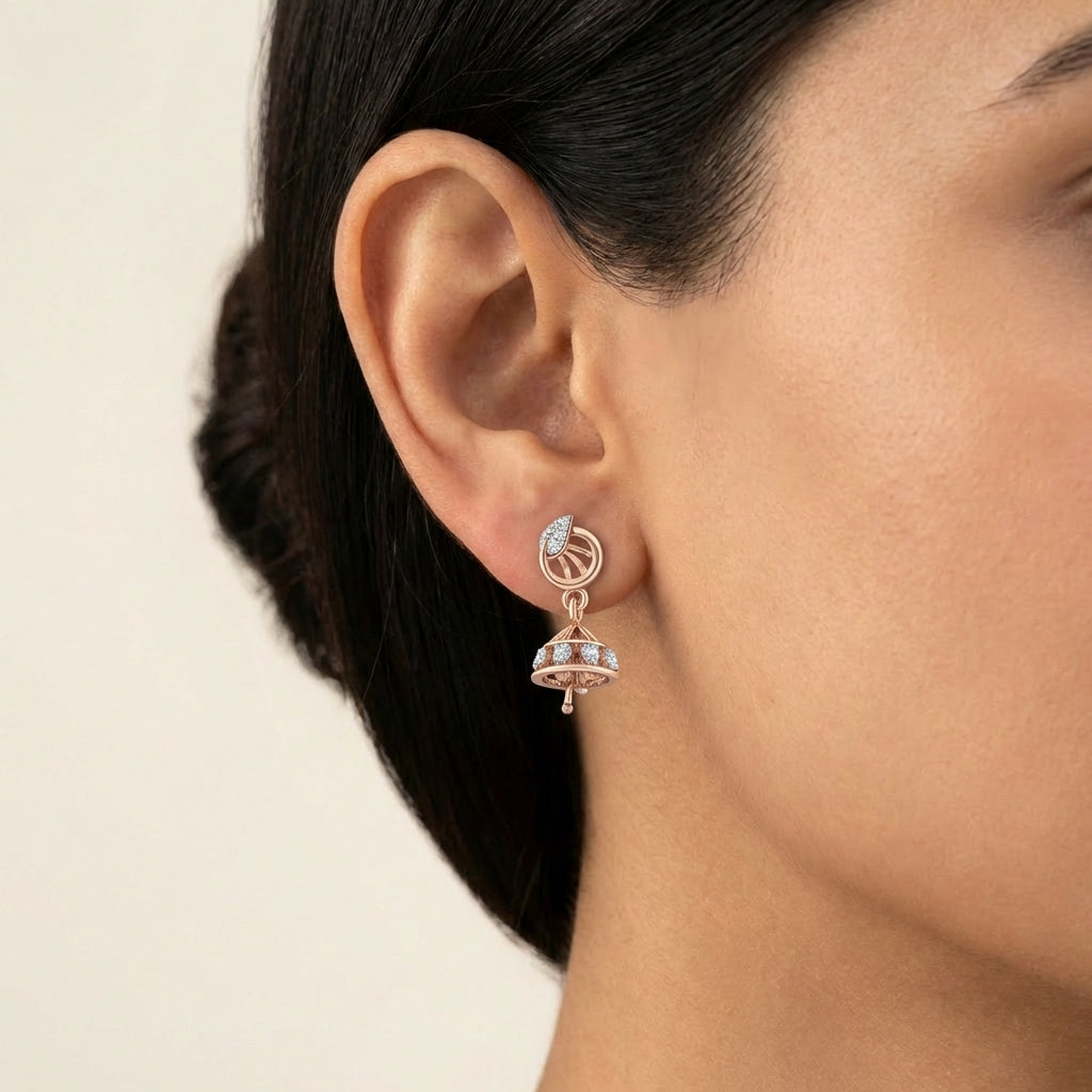 Luminary Labyrinth Earrings 18K model_rose view