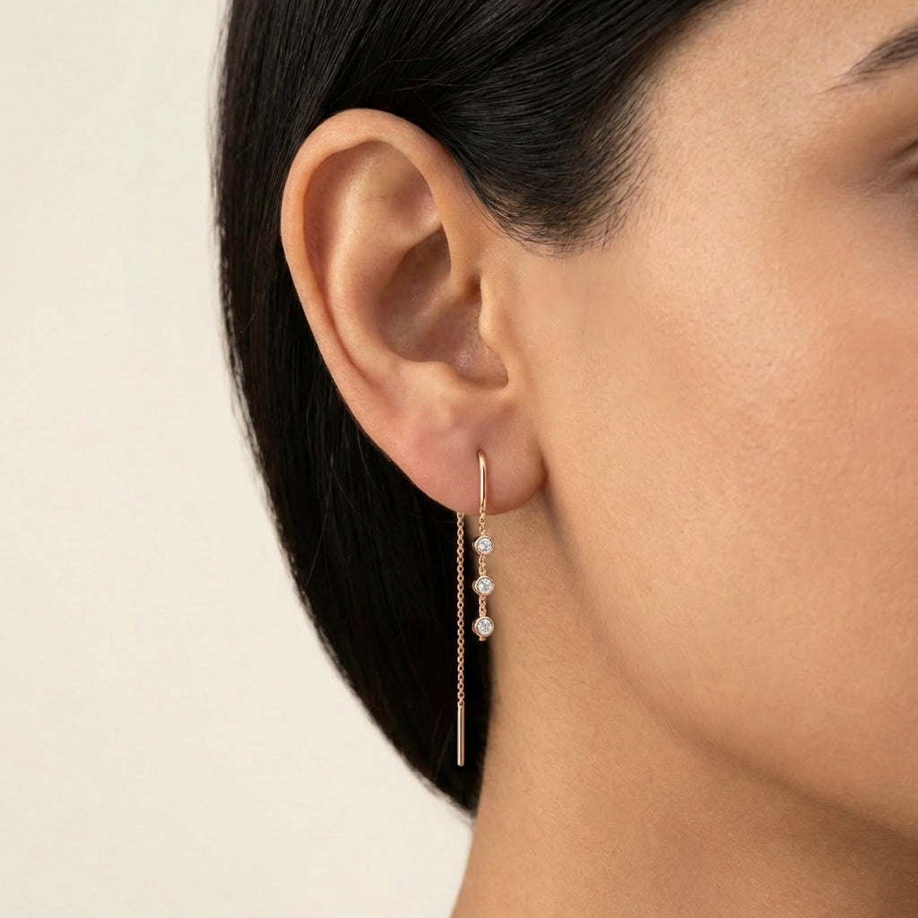 Majestic Sparkle Diamond Earring 18K model_rose view