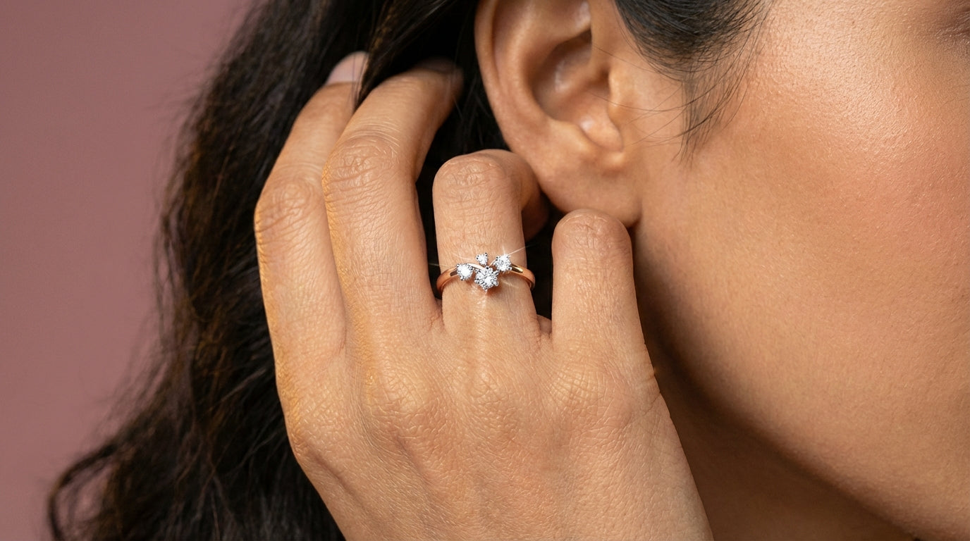 Monarch 18Kt Diamond Ring model_rose view