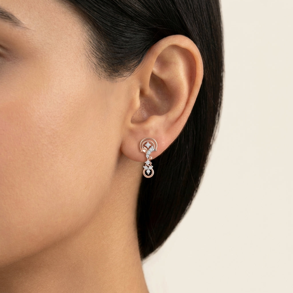 Mystic Marquise Earrings 18K model_rose view