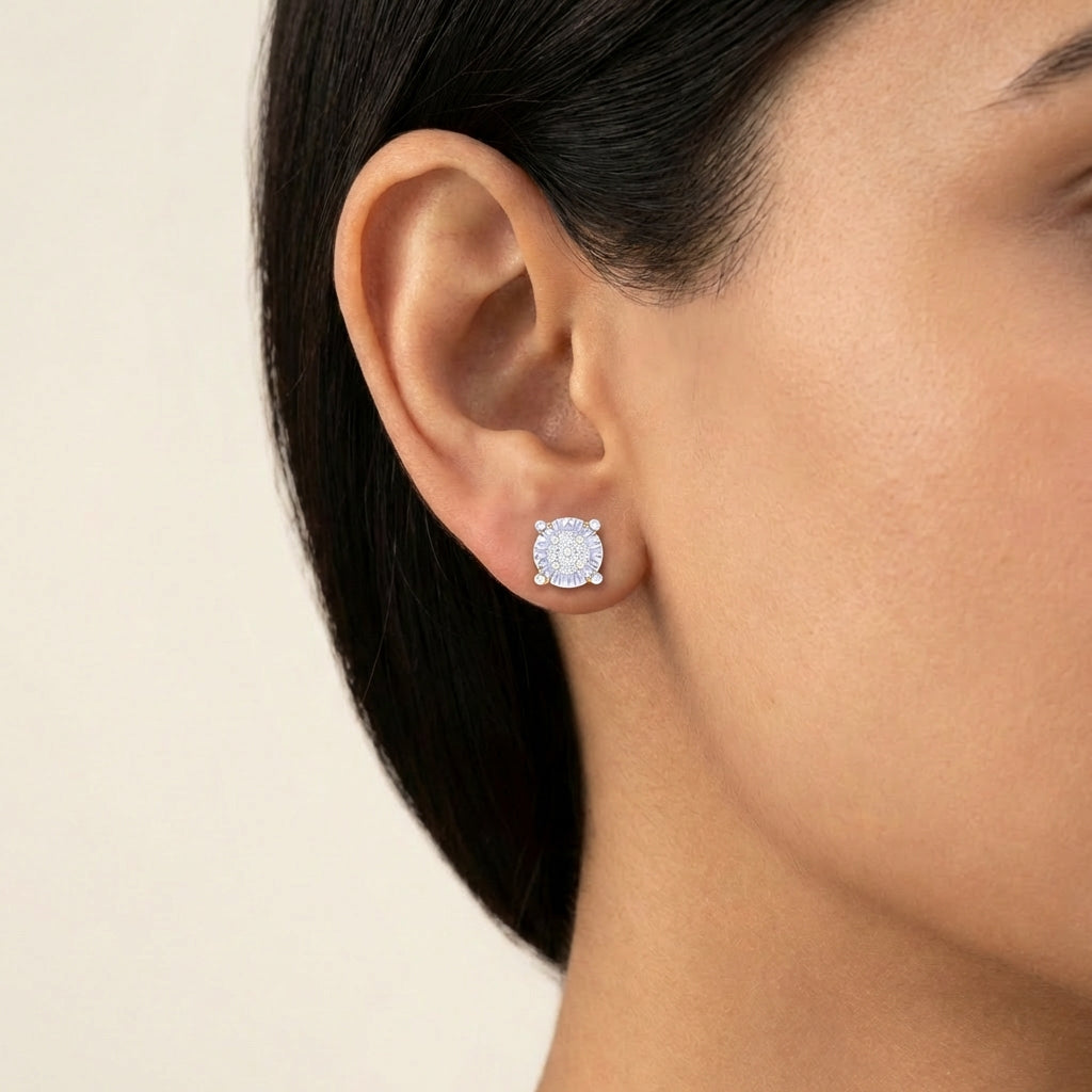 Mystic Mirage Studs 18K model_rose view