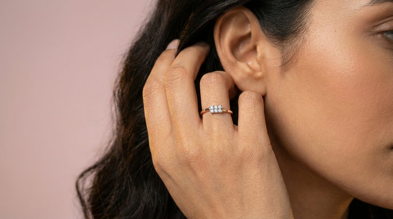 Onyx 18Kt Diamond Ring model_rose view