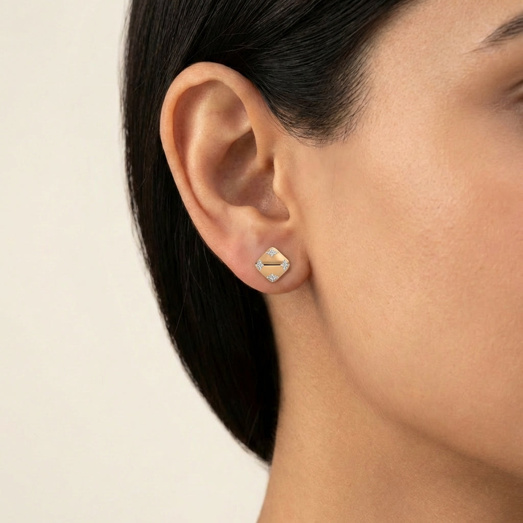 Opulent Shimmer Diamond Earring 18K model_rose view