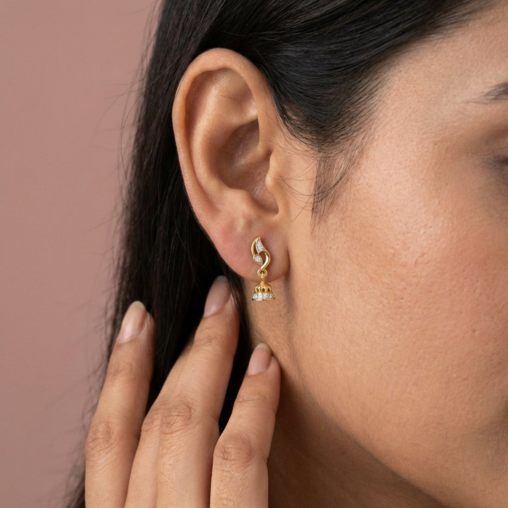 Prismatic Earrings 18K model_yellow view