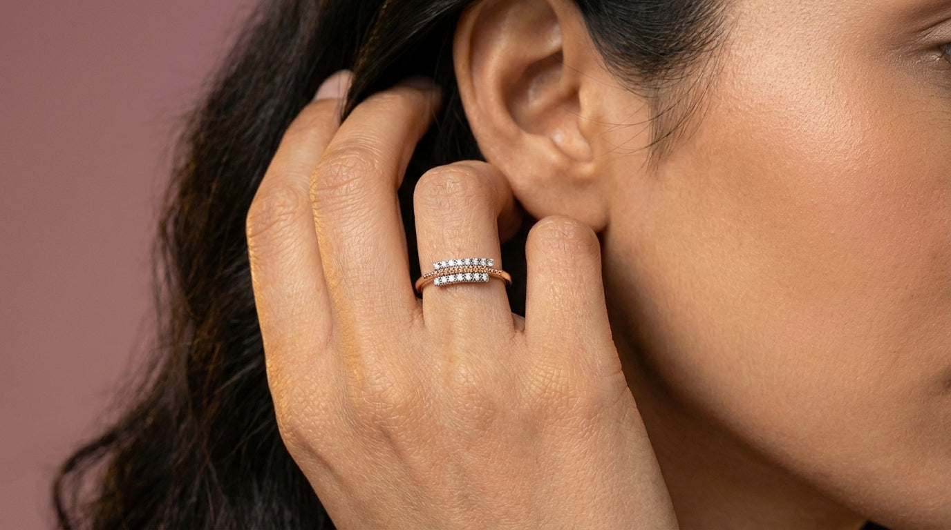 Radiance 18Kt Diamond Ring model_rose view