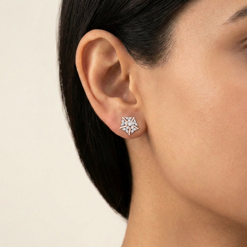 Radiant Echoes Earrings 18K model_rose view