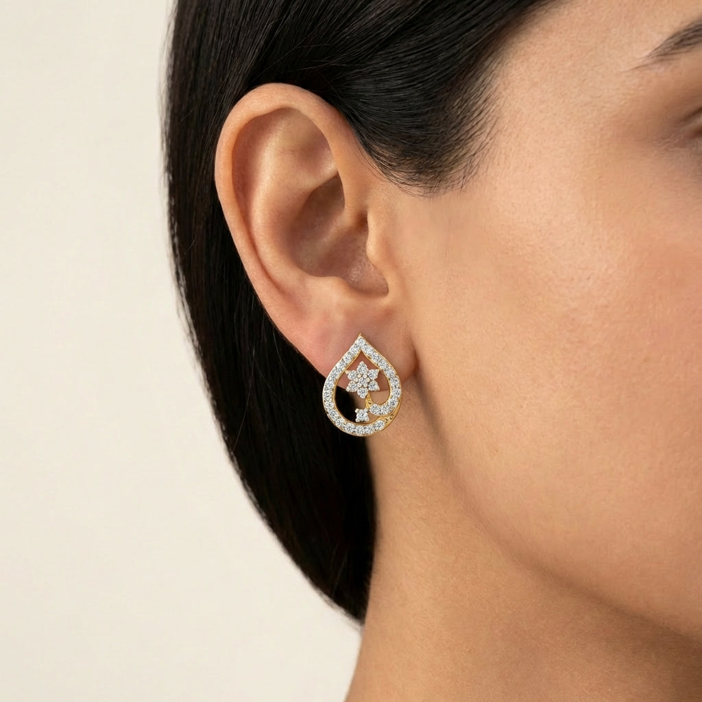 Regal Reflection Diamond Earrings 18K model_rose view