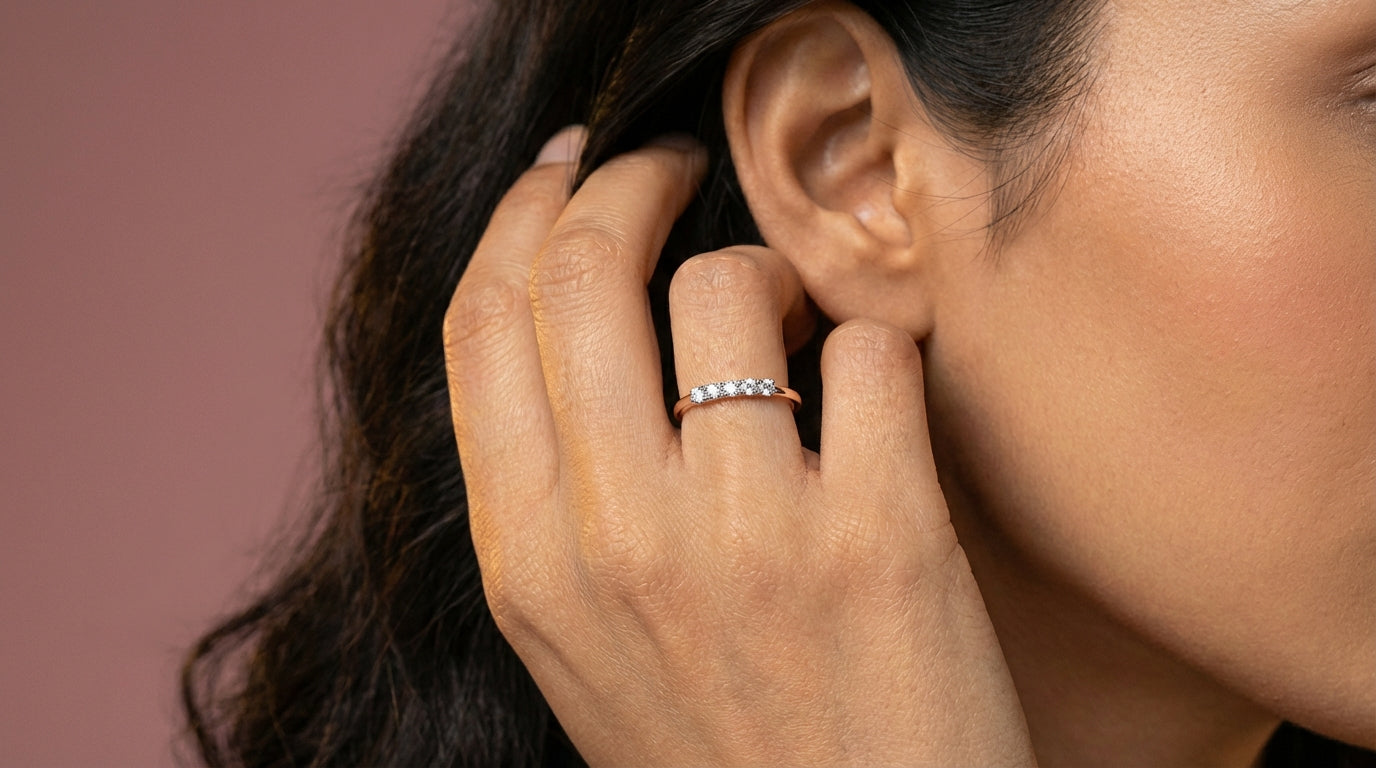 Reverie 18Kt Diamond Ring model_rose view