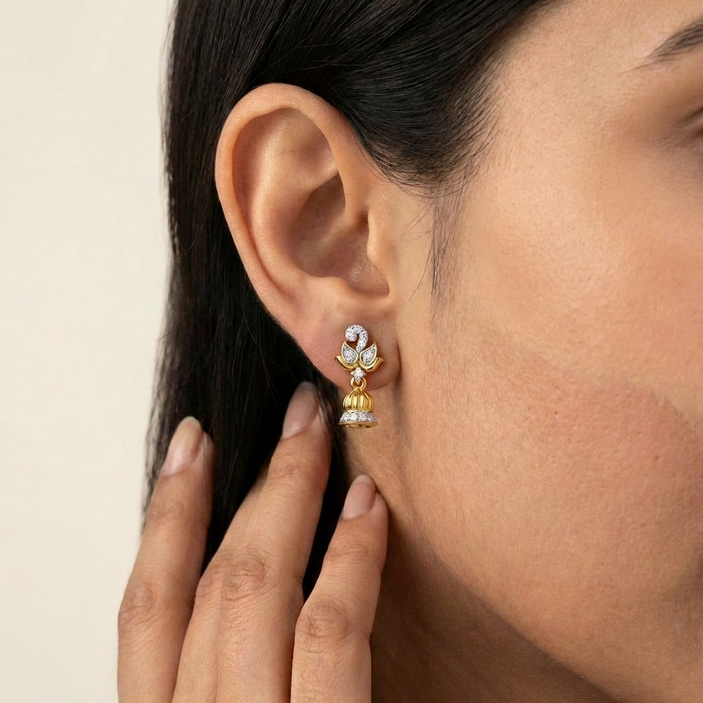 Rose Earrings 18K model_rose view