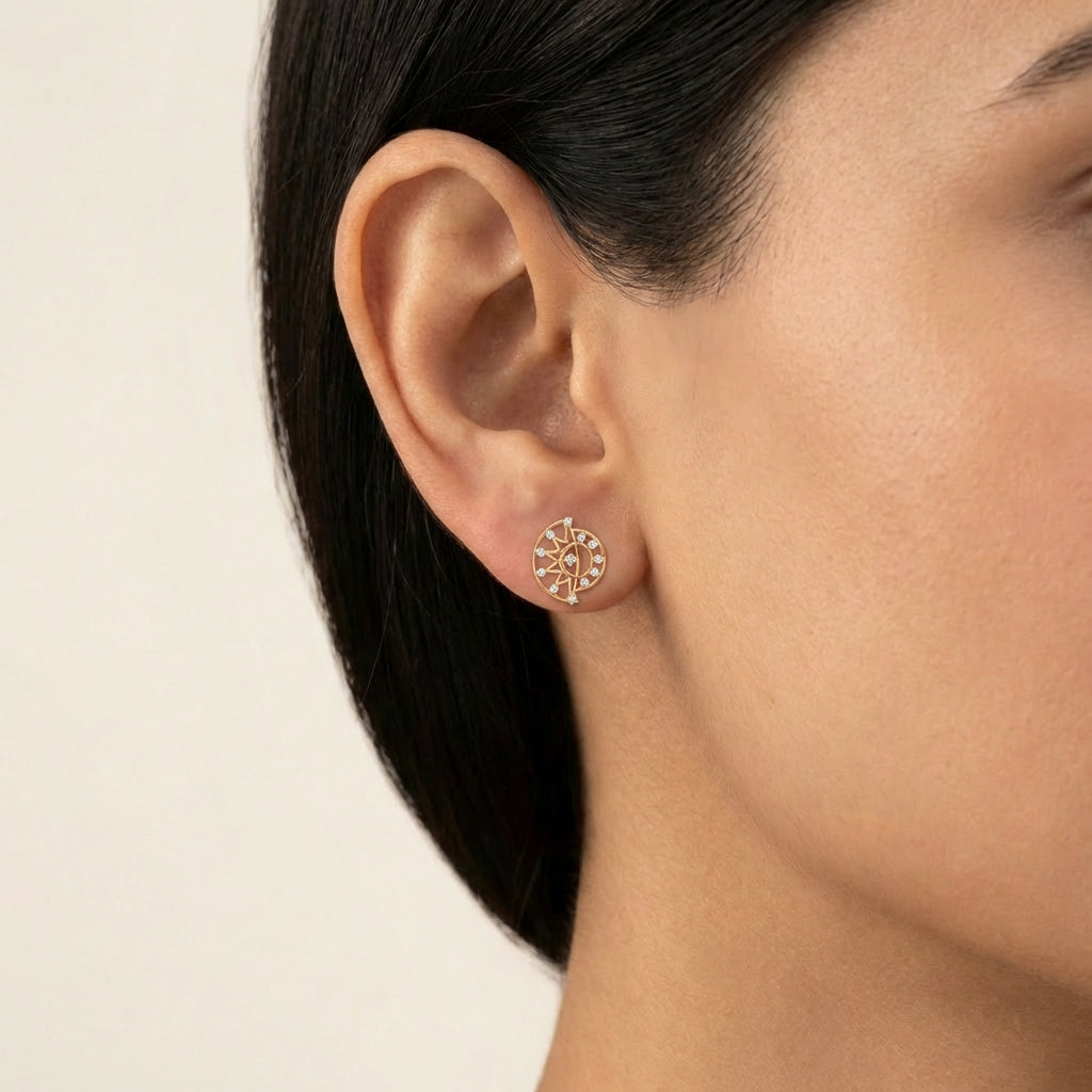 Royal Lustre Diamond Earring 18K model_rose view