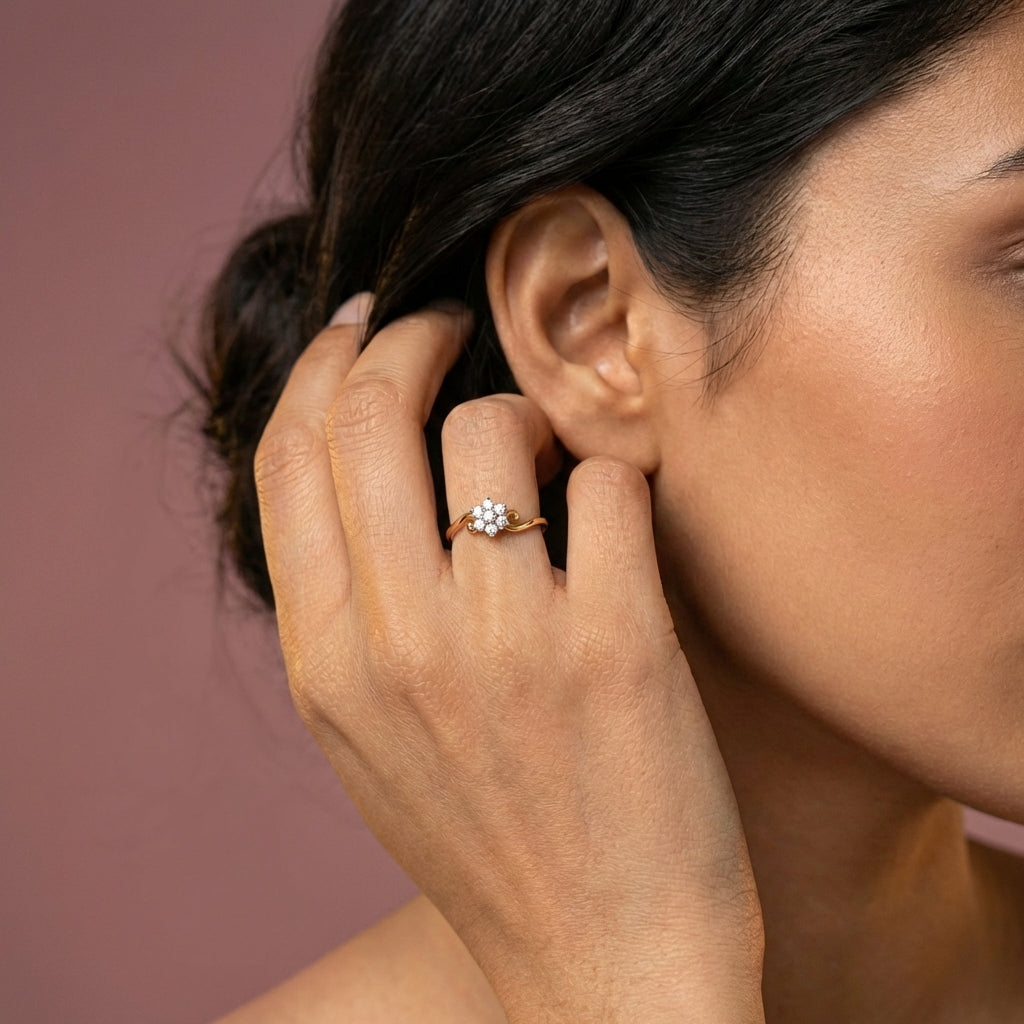 Royal Radiance 18Kt Diamond Ring model_rose view