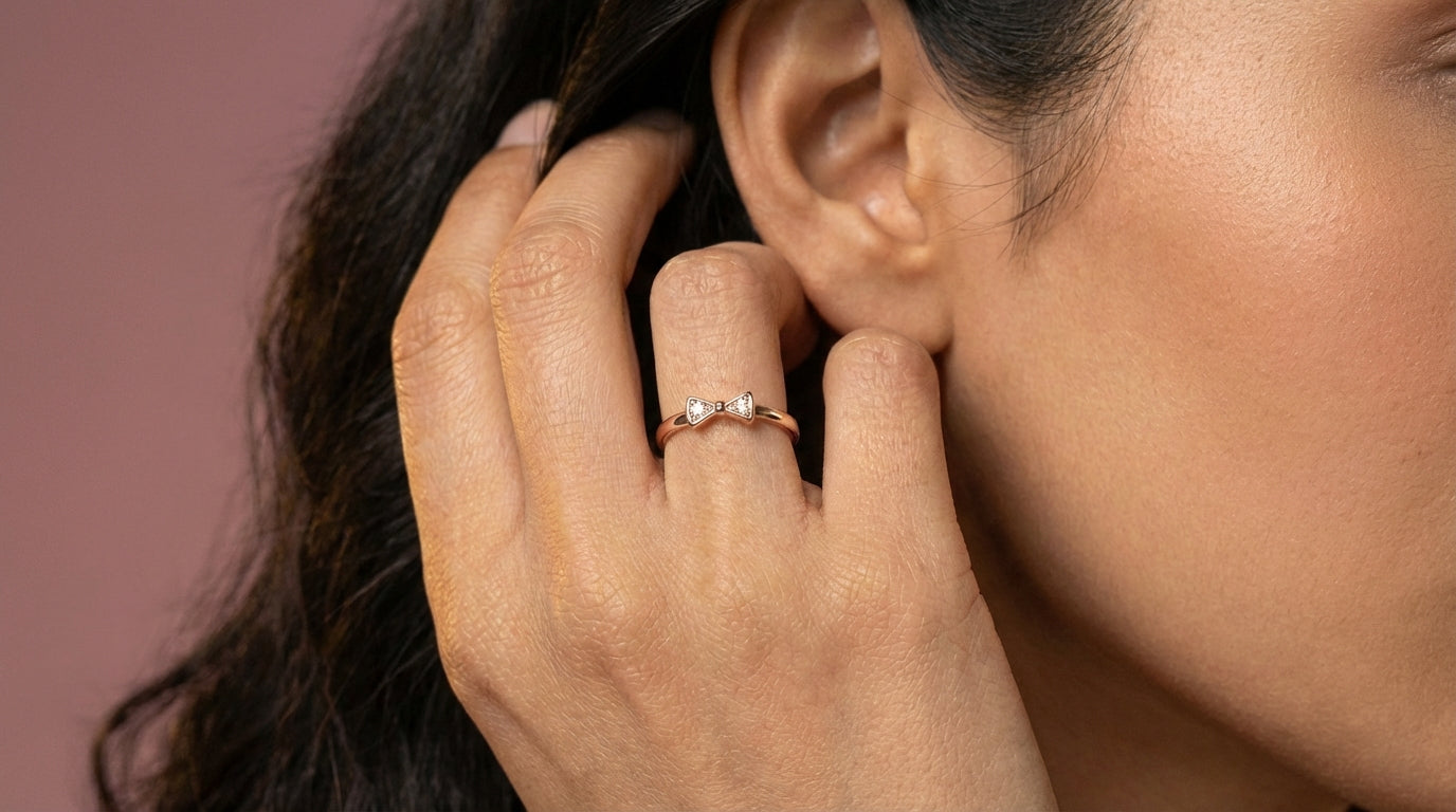 Sable 18Kt Diamond Ring model_rose view