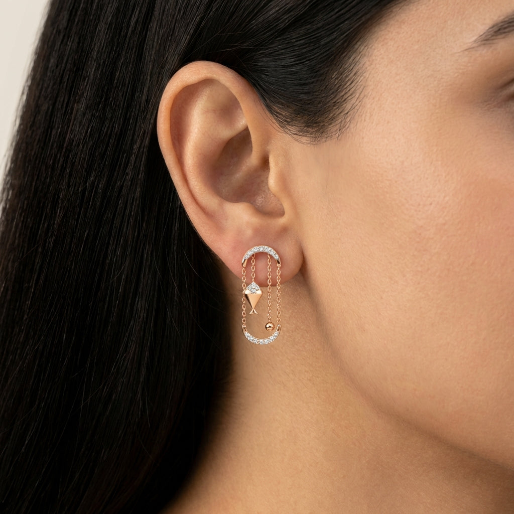 Shimmering Grace Diamond Earring 18K model_rose view