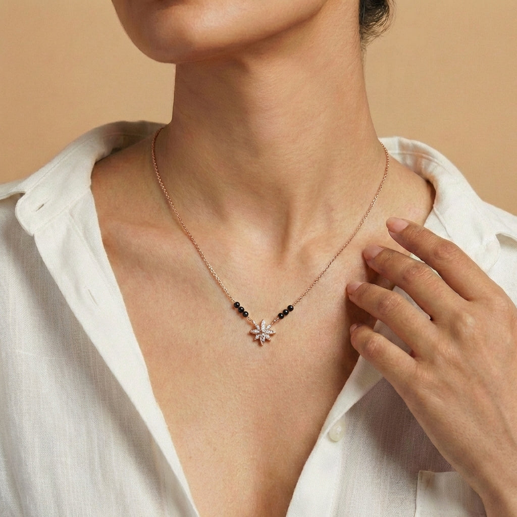 Suvarna Siddhi Mangalsutra 18k model_rose view