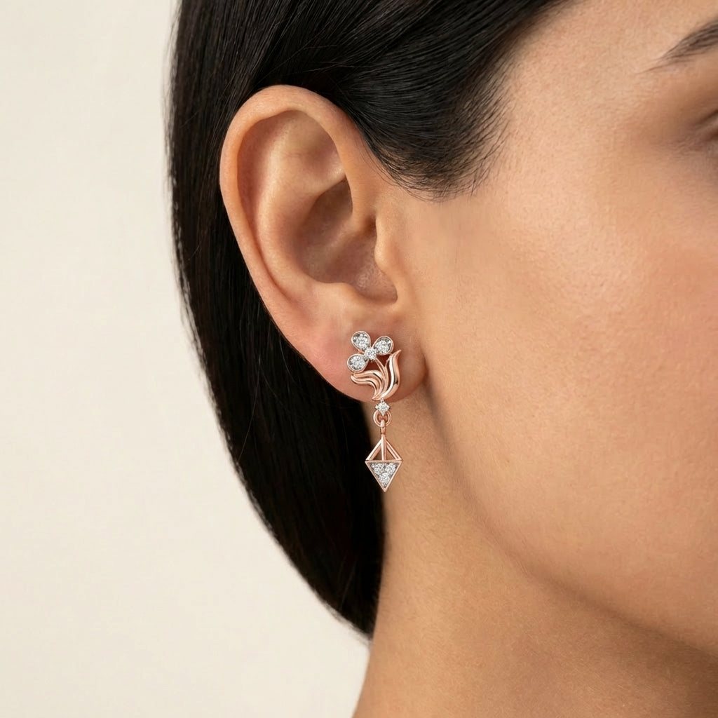 Tranquil Tempest Earrings 18K model_rose view