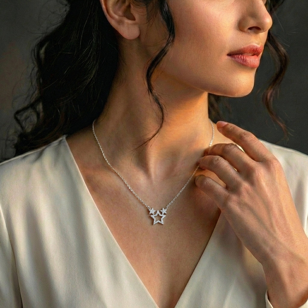 Twilight Tempest Necklace 18k model_white view