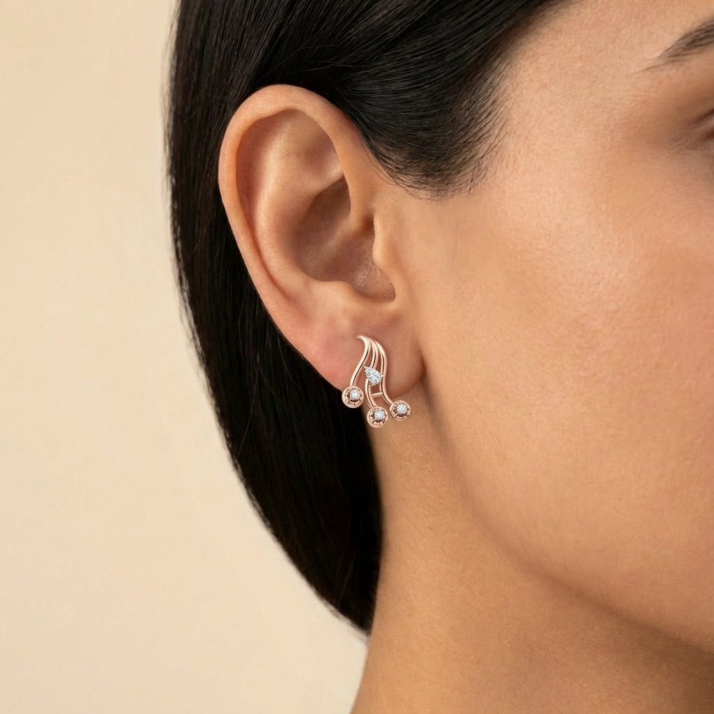 Twinkling Twirl Earrings 18K model_rose view
